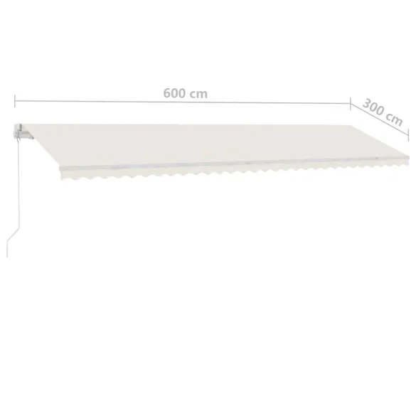 Copertină retractabilă manual cu LED - 600x300 cm - Crem