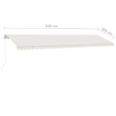 Copertină retractabilă manual cu LED - 600x300 cm - Crem
