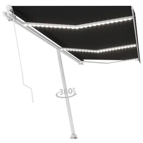 Copertină retractabilă manual cu LED - 600x300 cm - Antracit 2