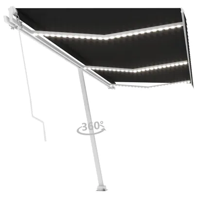 Copertină retractabilă manual cu LED - 600x300 cm - Antracit