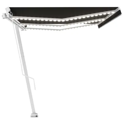 Copertină retractabilă manual cu LED - 600x300 cm - Antracit