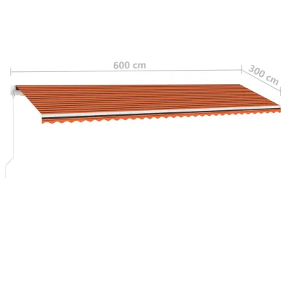 Copertină retractabilă manual cu LED - 6x3m - Livrare gratuită