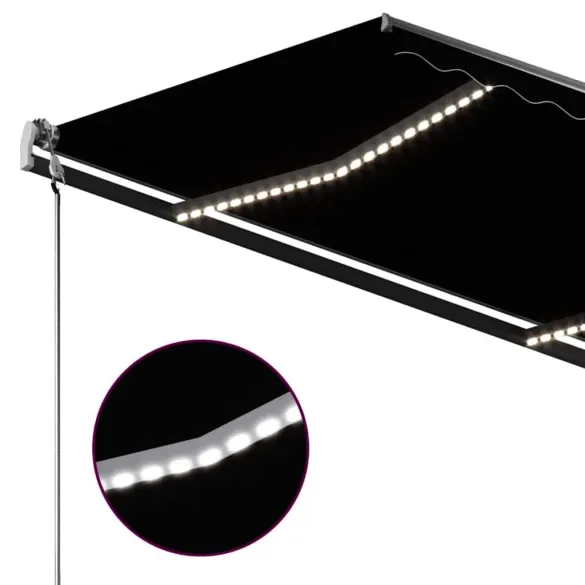 Copertină Retractabilă Manual cu LED - 300x250 cm - Antracit