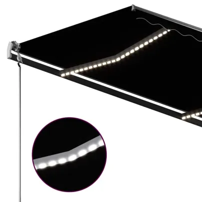 Copertină Retractabilă Manual cu LED - 300x250 cm - Antracit