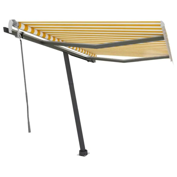 Copertină retractabilă manual cu LED galben-alb 300x250 cm