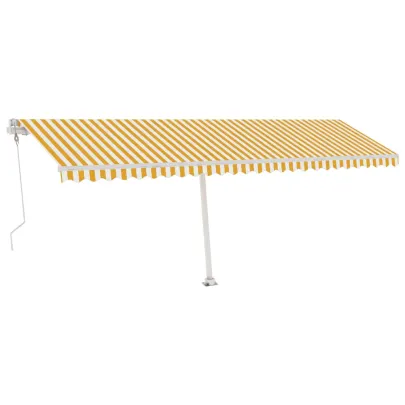 Copertină Retractabilă Automată 6x3m - Galben/Alb | Livrare Gratuită