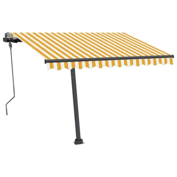 Copertină retractabilă manual cu LED galben-alb 300x250 cm