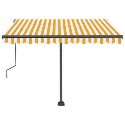 Copertină retractabilă manual cu LED galben-alb 300x250 cm