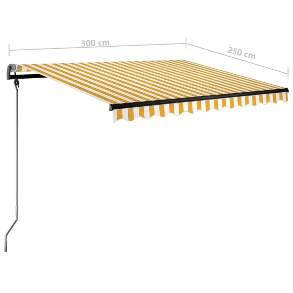 Copertină retractabilă manual cu LED galben-alb 300x250 cm