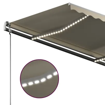 Copertină retractabilă manual cu LED - Crem 300x250 cm