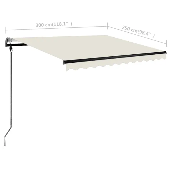 Copertină retractabilă manual cu LED - Crem 300x250 cm