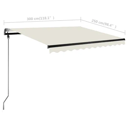 Copertină retractabilă manual cu LED - Crem 300x250 cm