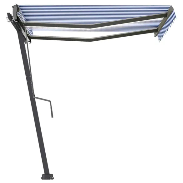 Copertină retractabilă manual cu LED albastru și alb 300x250 cm