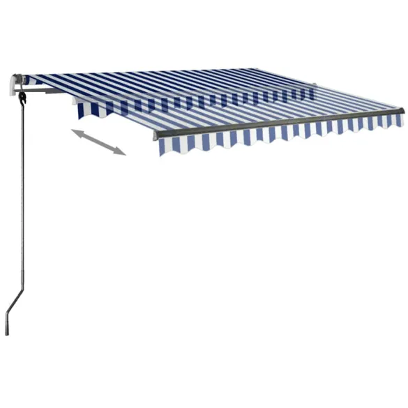 Copertină retractabilă manual cu LED albastru și alb 300x250 cm