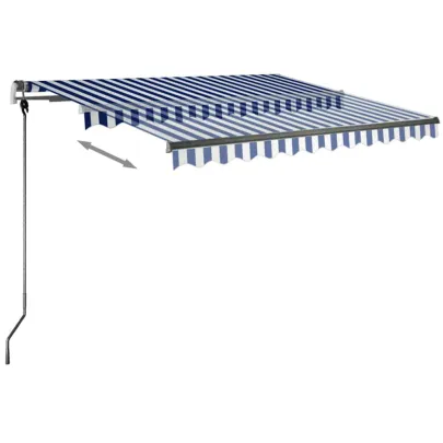 Copertină retractabilă manual cu LED albastru și alb 300x250 cm
