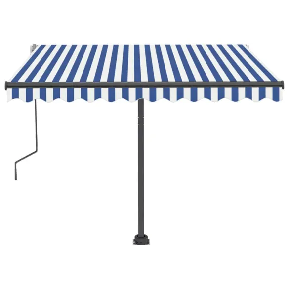 Copertină retractabilă manual cu LED albastru și alb 300x250 cm