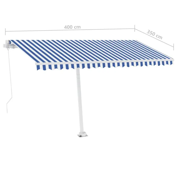 Copertină Retractabilă Manual 4x3.5m - Albastru/Alb - Livrare Gratuită