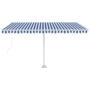 Copertină retractabilă manual cu LED - 400x350 cm - Albastru/Alb 2