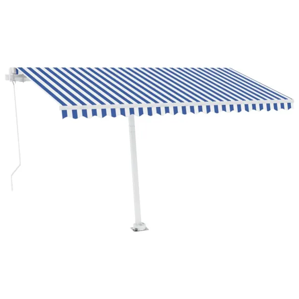 Copertină retractabilă manual cu LED - 400x350 cm - Albastru/Alb