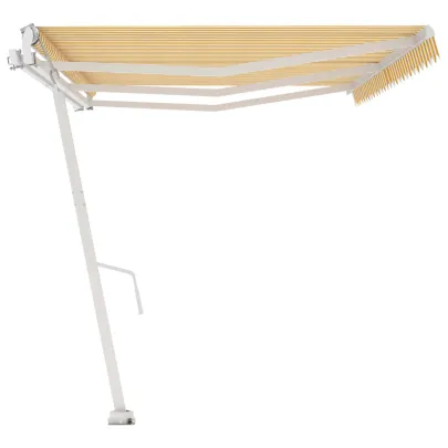 Copertină Retractabilă Automat Galben-Alb 600x350 cm