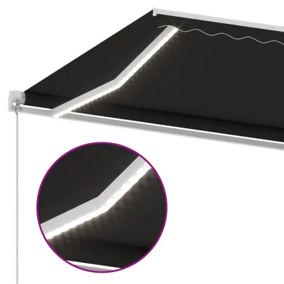 Copertină retractabilă manual cu LED 400x350cm - Antracit