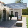 Copertină retractabilă manual 600x350 cm - Albastru/Alb
