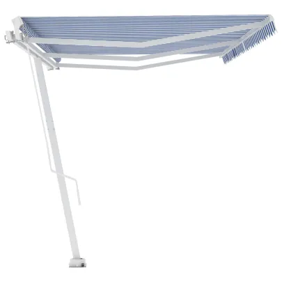 Copertină retractabilă manual 600x350 cm - Albastru/Alb