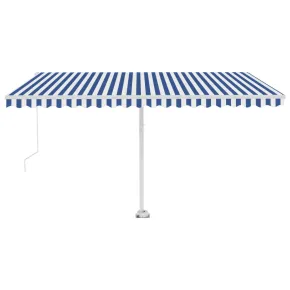 Copertină Retractabilă Manuală 4.5x3.5m - Albastru/Alb 2