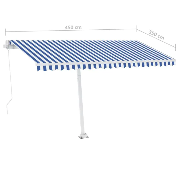 Copertină Retractabilă Manuală 4.5x3.5m - Albastru/Alb