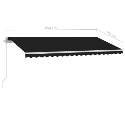 Copertină Retractabilă Manual Antracit 450x350 cm - Livrare Gratuită