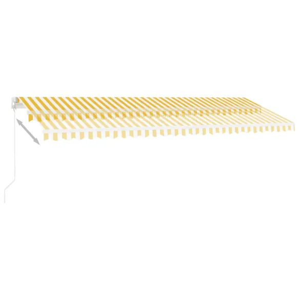 Copertină Retractabilă Manuală cu LED - Galben/Alb - 500x350 cm