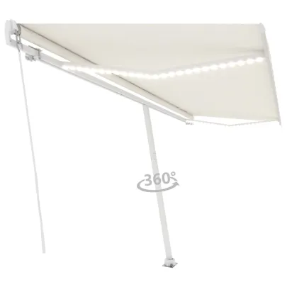 Copertină retractabilă manual cu LED - 500x350 cm - Crem