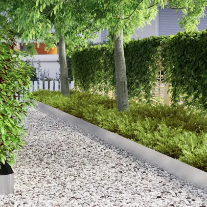 Barieră Grădină Argintiu 4 Buc | Delimitare Gazon Rezistentă