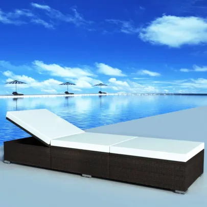 Șezlong cu Pernă - Poliratan Rezistent - Livrare Gratuită