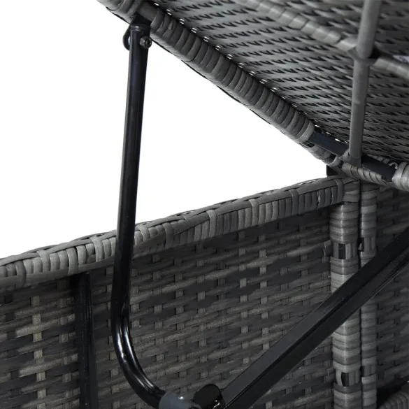 Șezlong cu Pernă Gri - Poliratan pentru Grădină