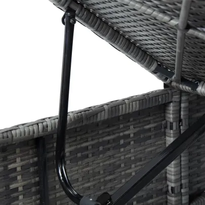 Șezlong cu Pernă Gri - Poliratan pentru Grădină