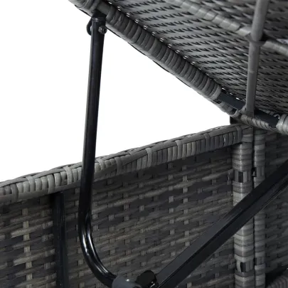 Șezlong cu Măsuță de Ceai - Poliratan Rezistent - Gri