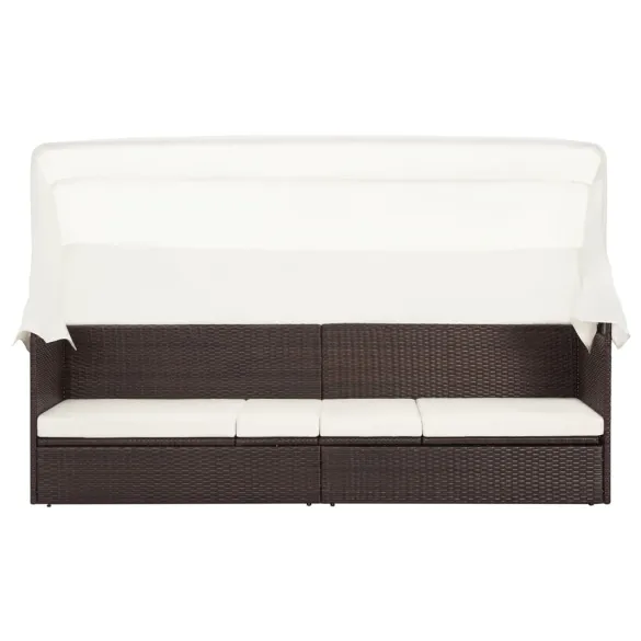 Canapea Grădină cu Baldachin Maro - Ratan Polietilenă