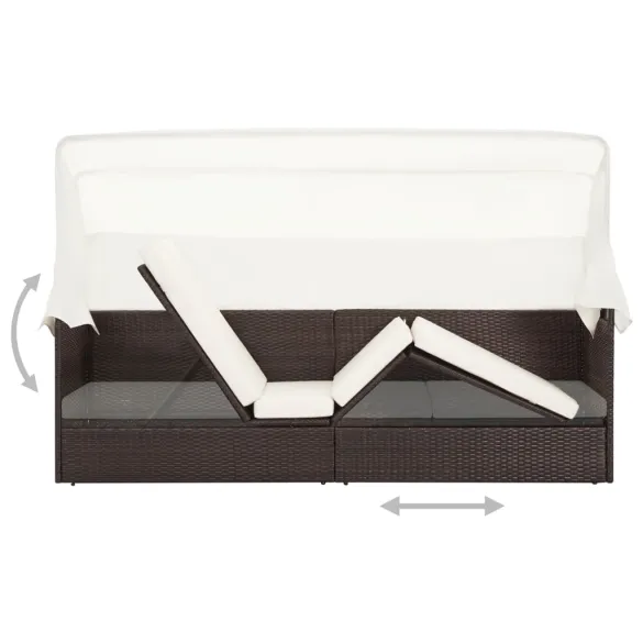 Canapea Grădină cu Baldachin Maro - Ratan Polietilenă