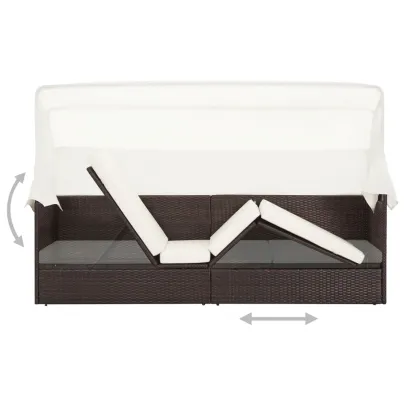 Canapea Grădină cu Baldachin Maro - Ratan Polietilenă