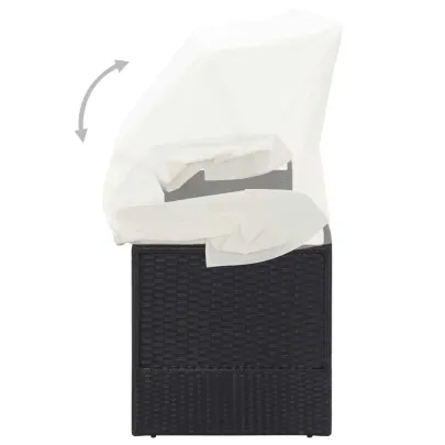 Canapea Grădină cu Copertină Negru - Poliratan Rezistent