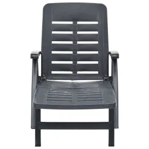 Șezlong Pliabil Antracit - Plastic Rezistent la Intemperii 2