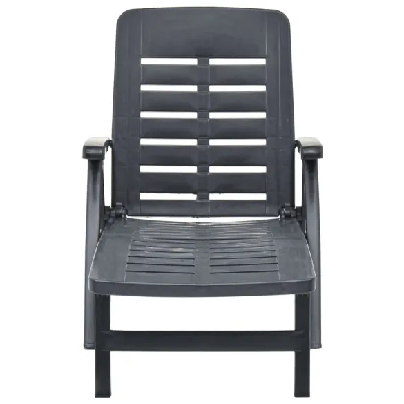 Șezlong Pliabil Antracit - Plastic Rezistent la Intemperii