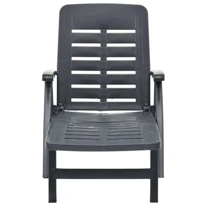 Șezlong Pliabil Antracit - Plastic Rezistent la Intemperii