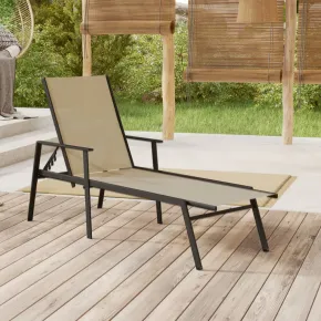 Șezlong Exterior Crem - Reglabil și Rezistent
