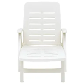 Șezlong Pliabil Alb - Plastic Rezistent la Intemperii 2