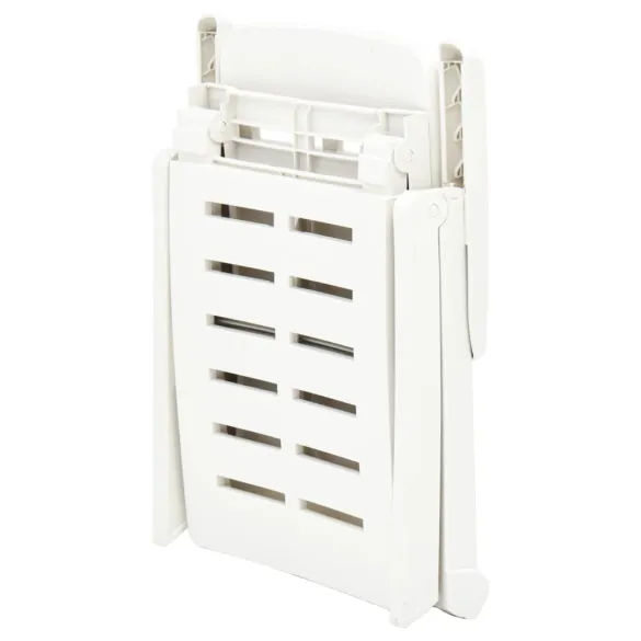 Șezlong Pliabil Alb - Plastic Rezistent la Intemperii