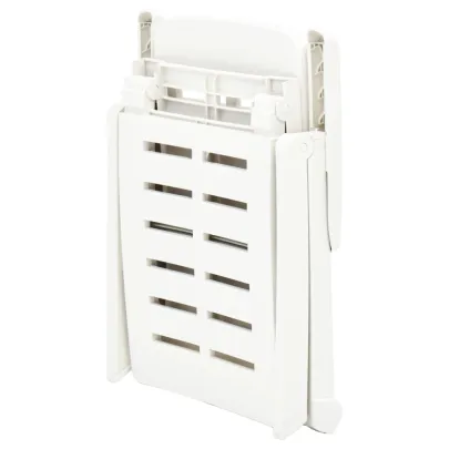 Șezlong Pliabil Alb - Plastic Rezistent la Intemperii