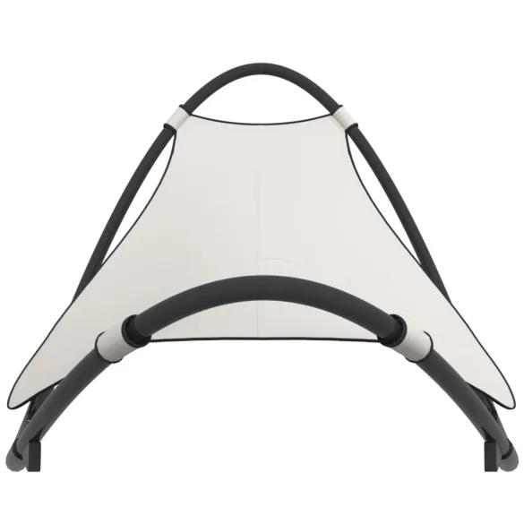 Șezlong Balansoar cu Răți - Oțel și Textilă Crem