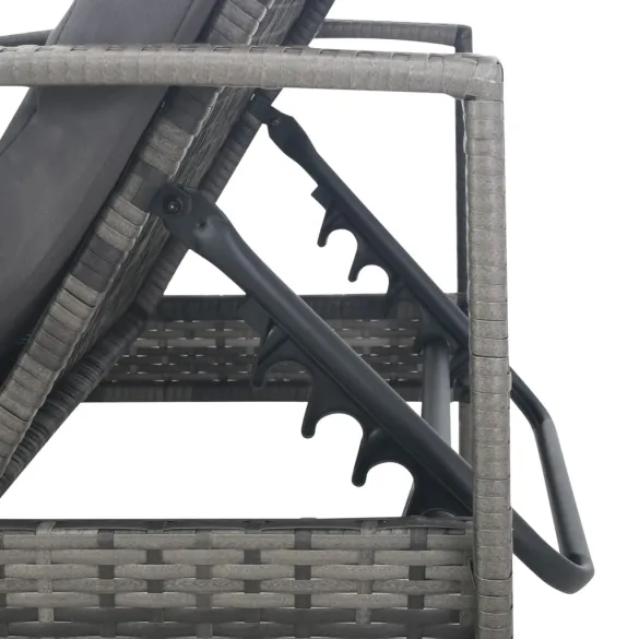 Șezlong Gri Poliratan cu 4 Poziții - Livrare Gratuită